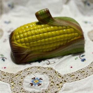 Vintage Corn Shaped Ceramic Butter Dish Topper